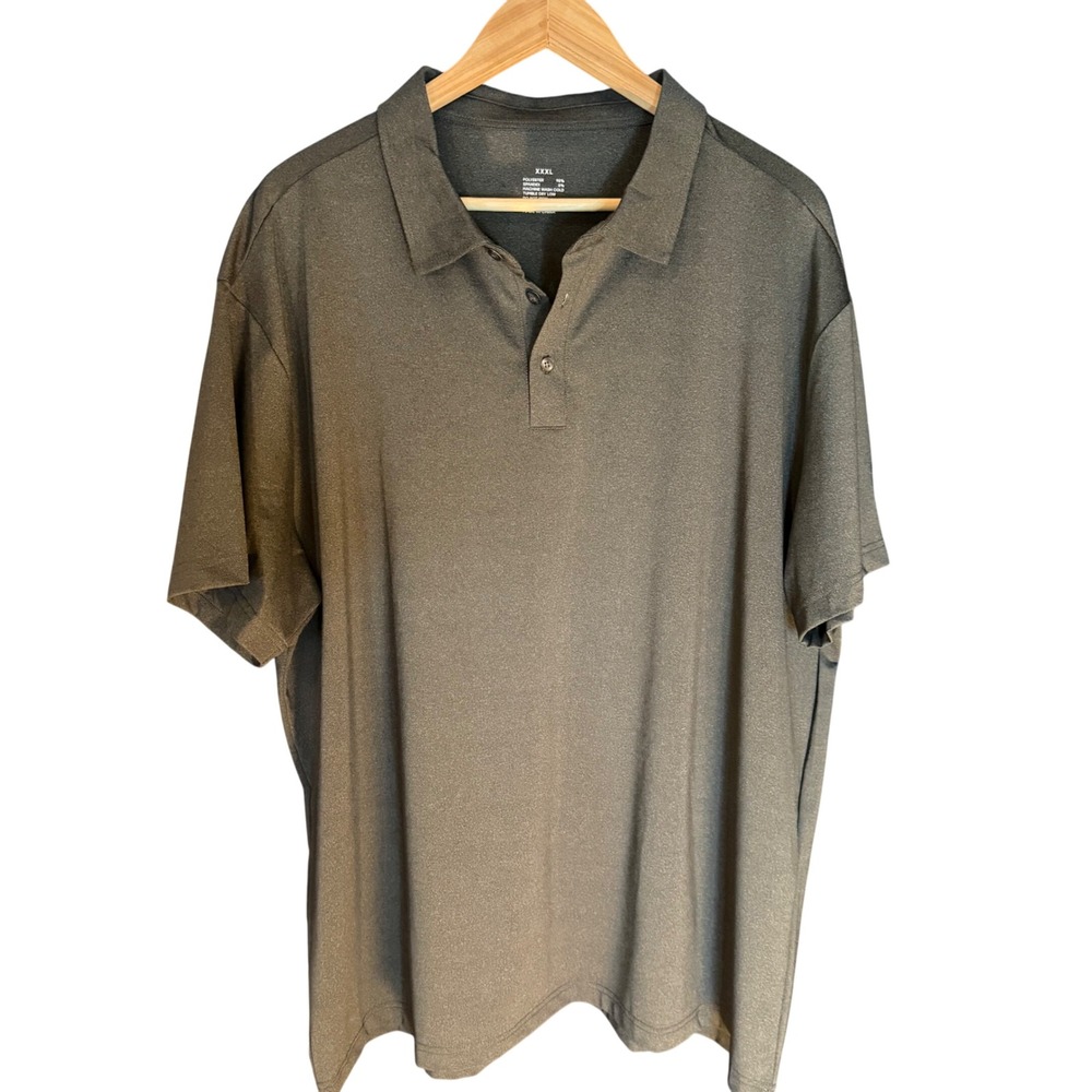 XXXL Men's Gray Heathered Short Sleeve Polo Shirt Casual Activewear